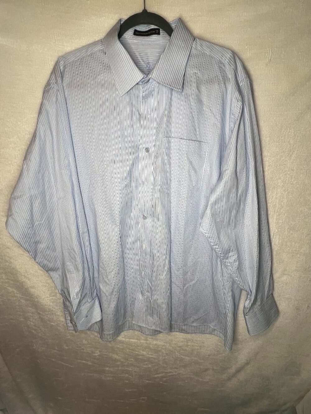 Louis Philippe 100% cotton blue stripped dress shirt Sz 2XL